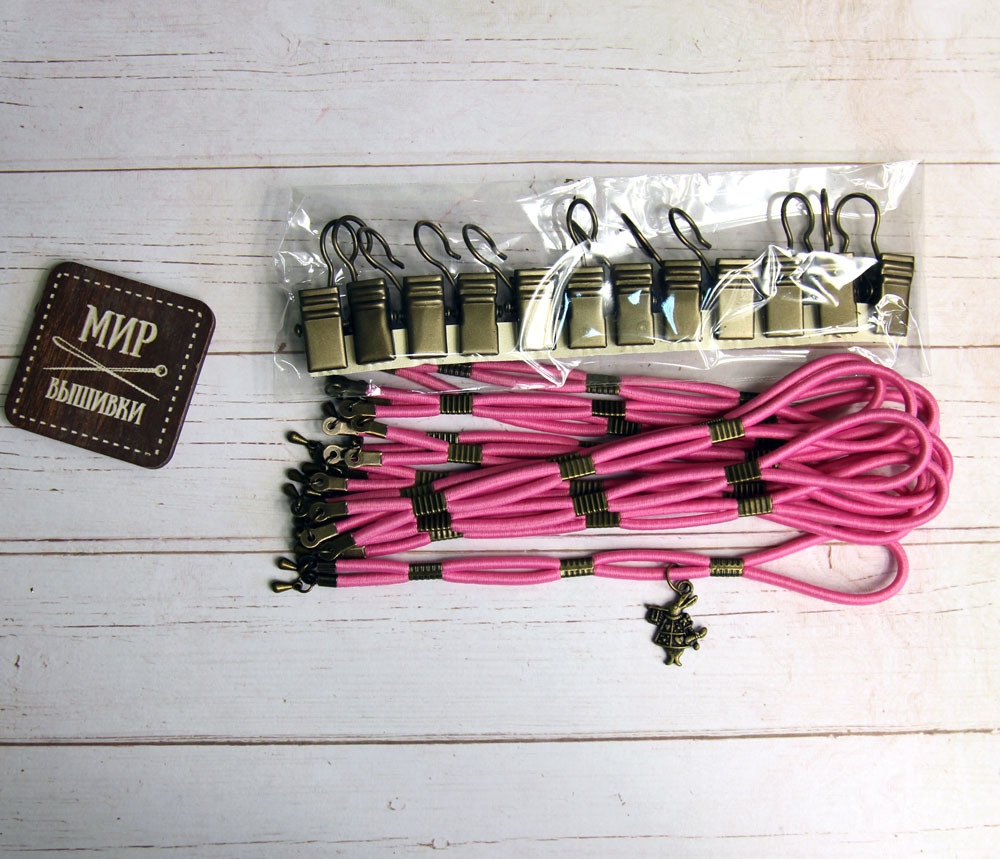 Pink Side Tensioners with Charm - Aged Brass Finish